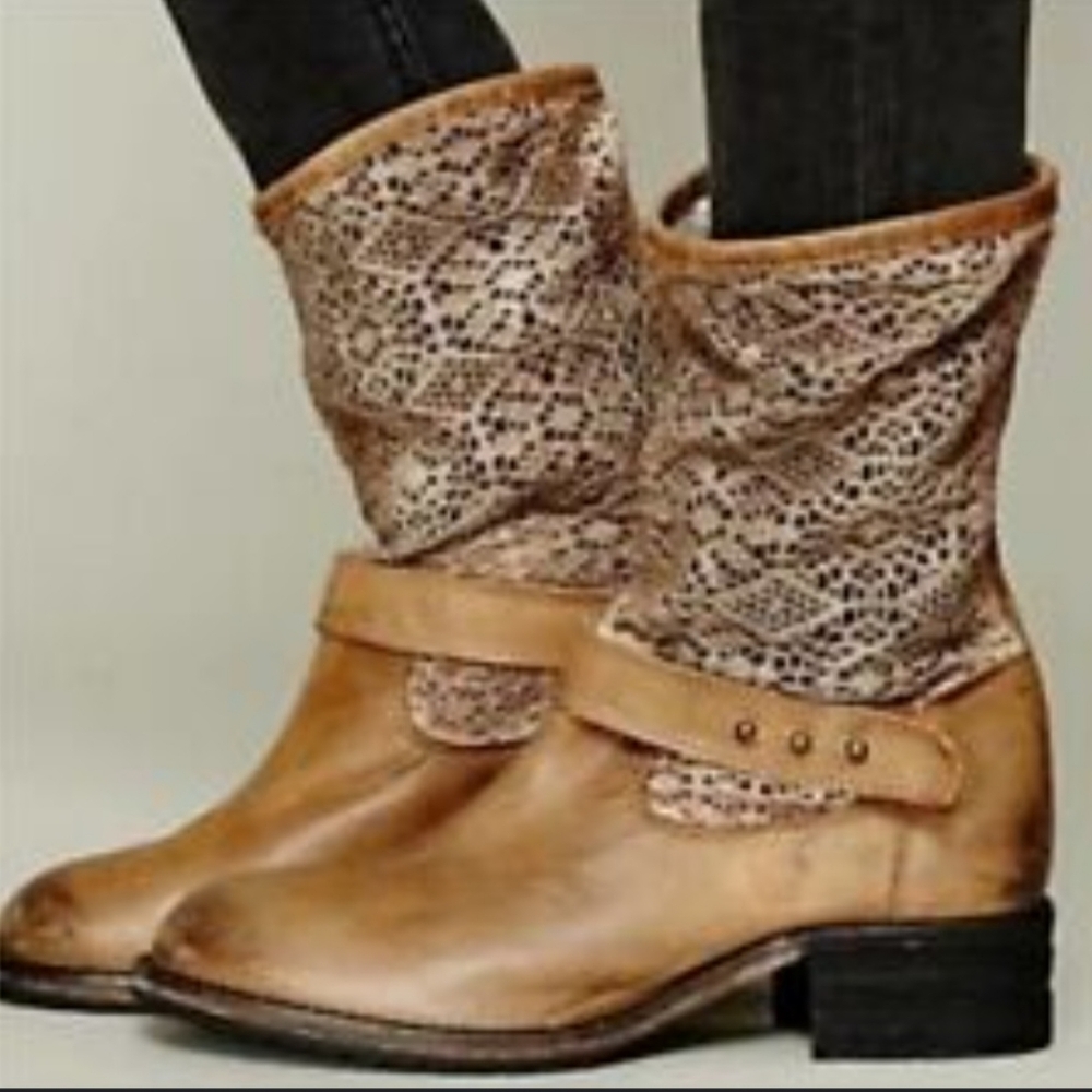 Free People leather and lace booties.